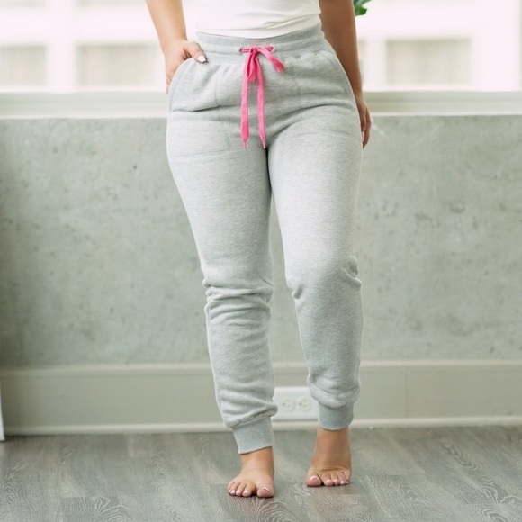 C’est Toi Pants - C’est Toi Essentials Grey and Pink Sweatpants